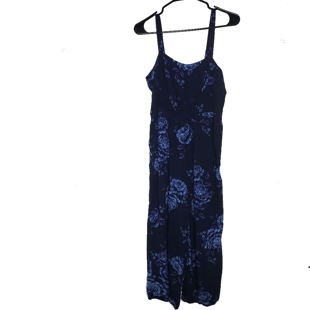 Old Navy Womens Fit & Flare Cami Jumpsuit Size Mp Floral Moody Cottagecore Boho